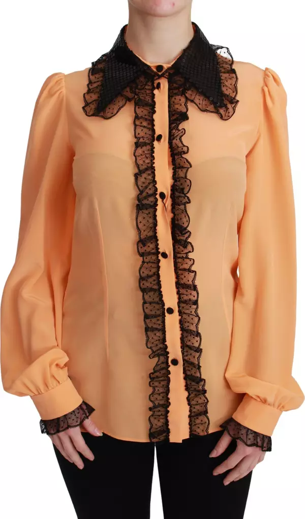 Yellow Silk Sequin Lace Blouse Shirt