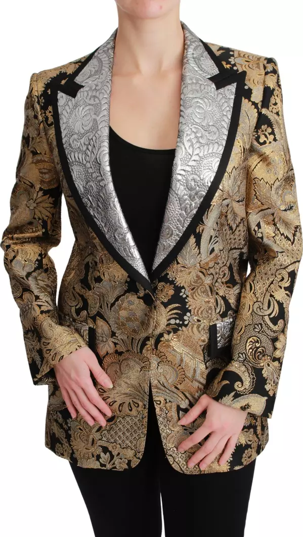 Black Gold Jacquard Blazer Jacket