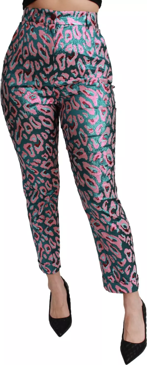 Multicolor Patterned Cropped High Waist Pants