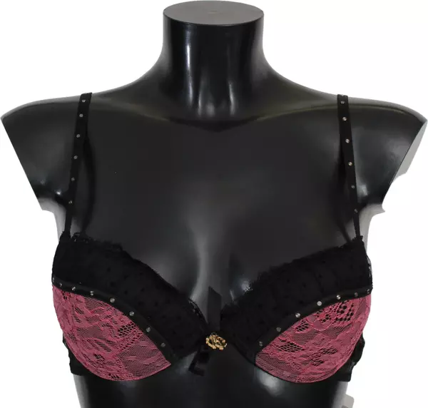 Black Pink Lace Push Up Bra Underwear