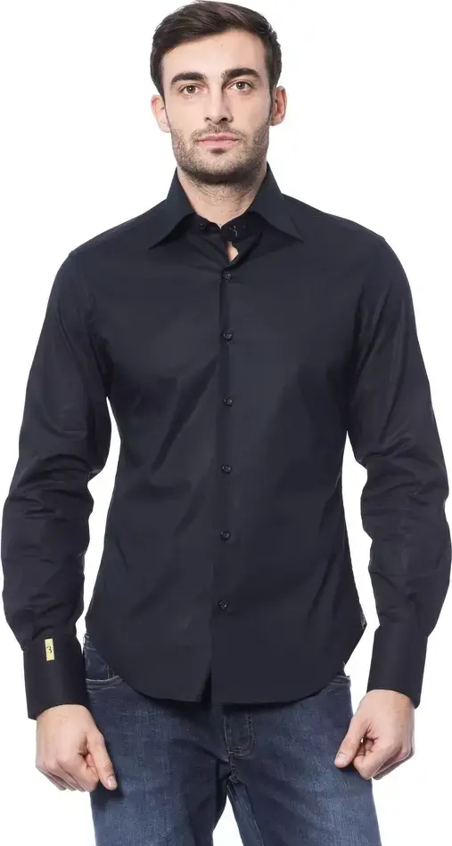 Blue Cotton Men Shirt