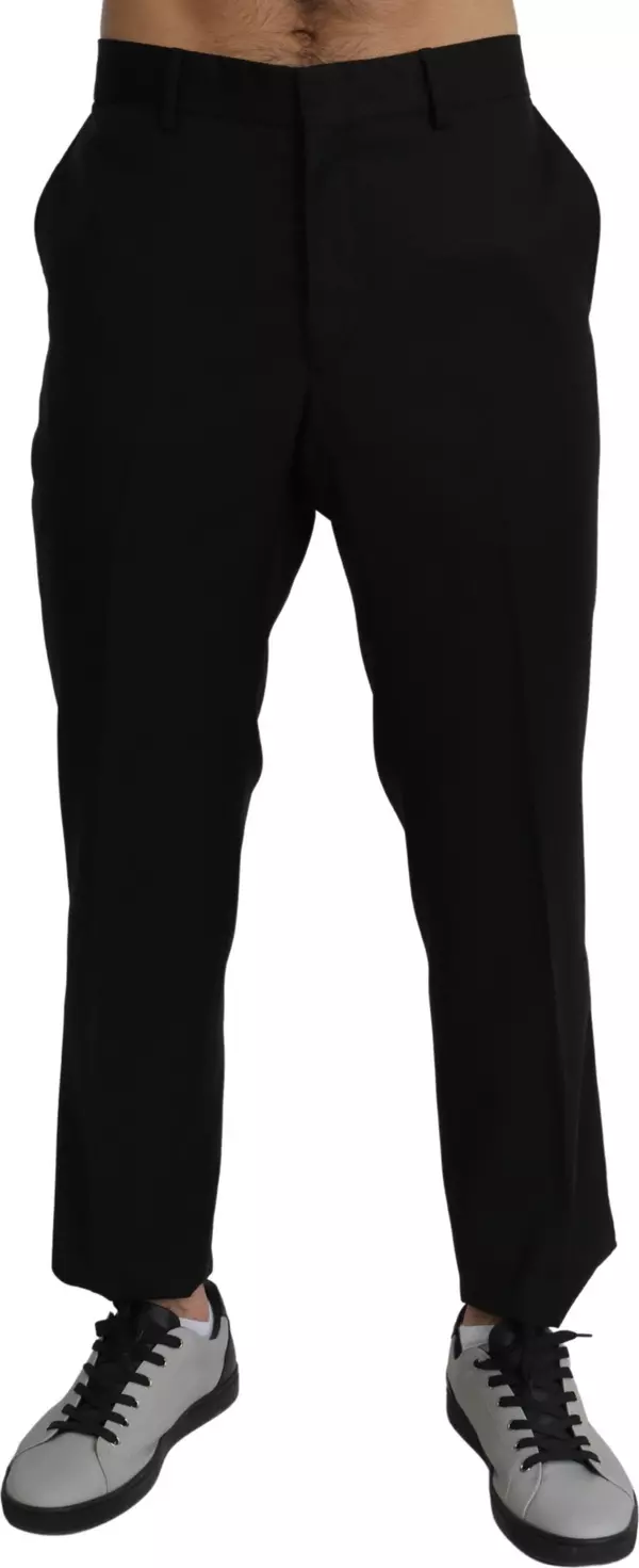 Black Cotton Wool Formal Dress Pants