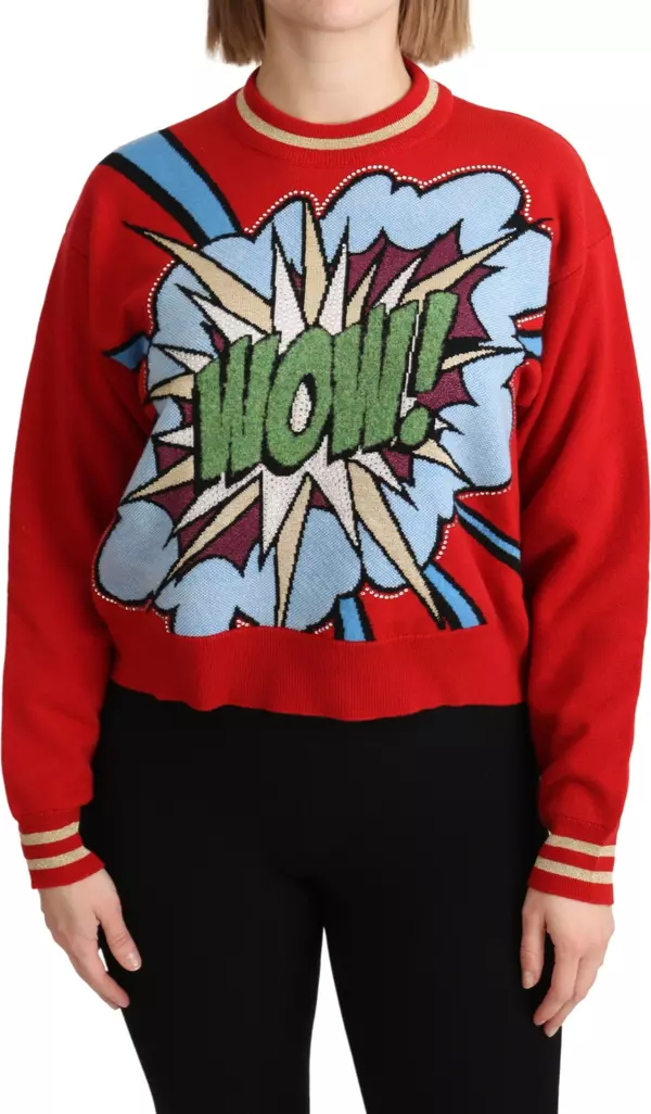 Red Knitted Cashmere Cartoon Top Sweater
