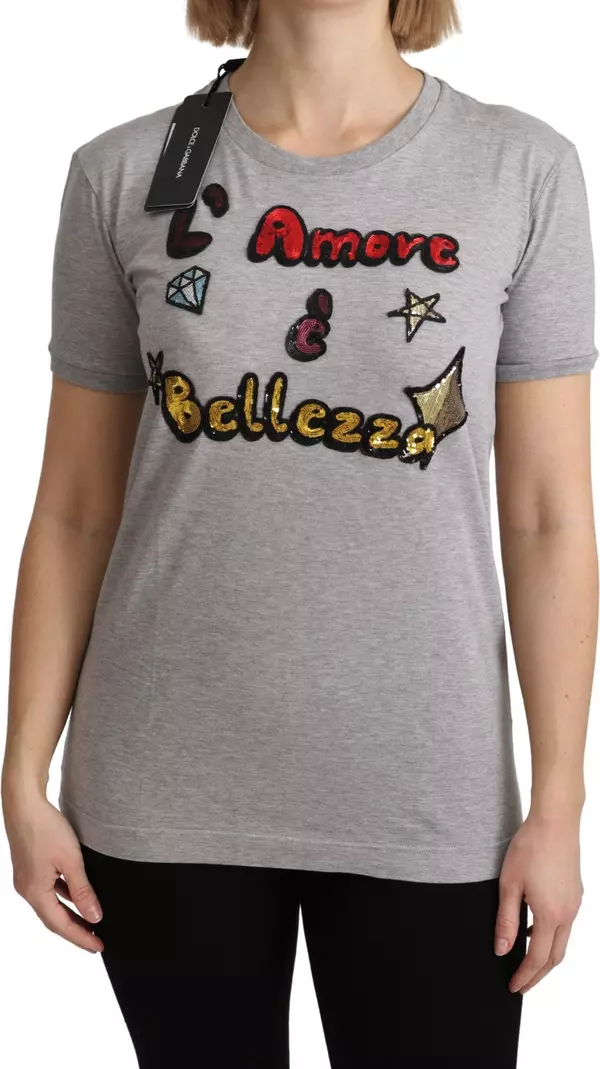 Gray Cotton Amore e Bellezza Top T-shirt