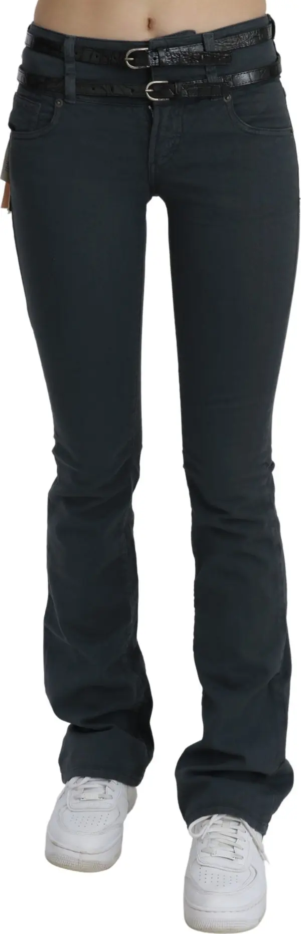 Gray Mid Waist Slim Flared Denim Trouser Jeans