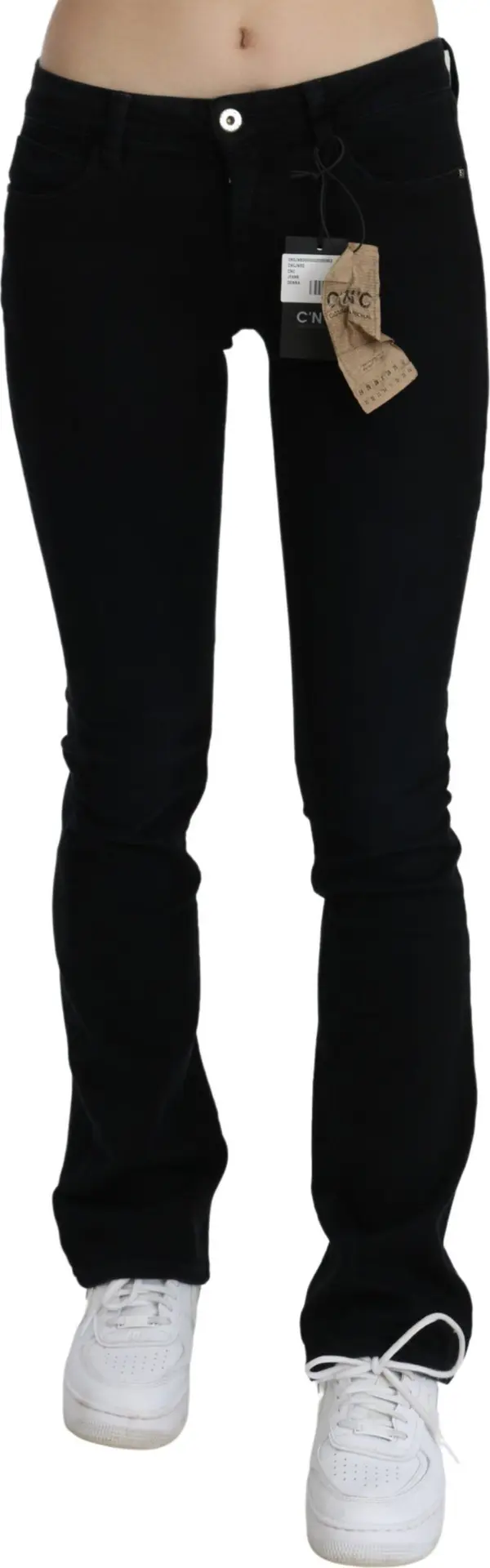 Black Low Waist Skinny Denim Cotton Jeans