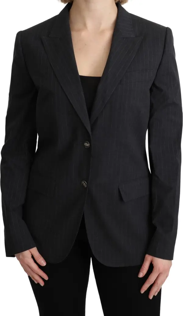 Gray Single Breasted Blazer Cotton Jacket