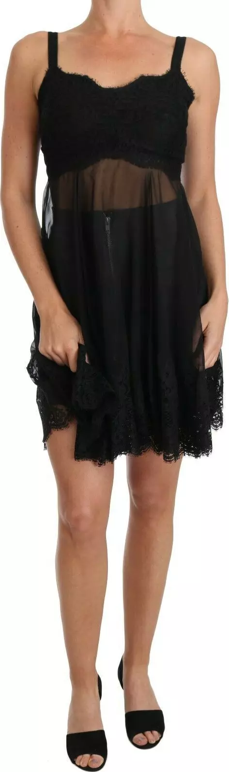 Black Silk Lace Dress Chemise Lingerie
