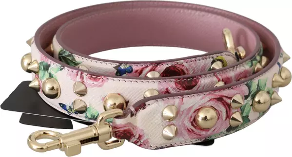 Pink Floral Leather Stud Accessory Shoulder Strap
