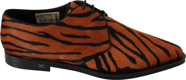 Orange Pony Hair Formal Dress Broque Shoes