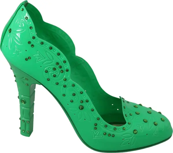 Green Crystal Floral CINDERELLA Heels Shoes