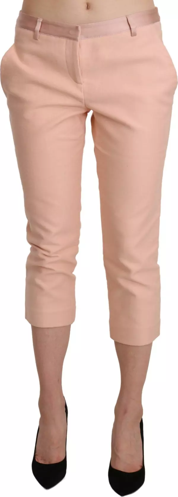 Pink Low Waist Skinny Cropped Capri Pants