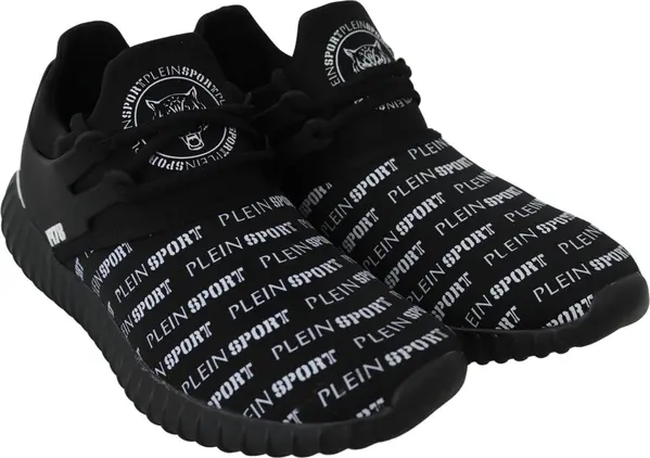 Black Polyester Runner Henry Sneakers Shoes