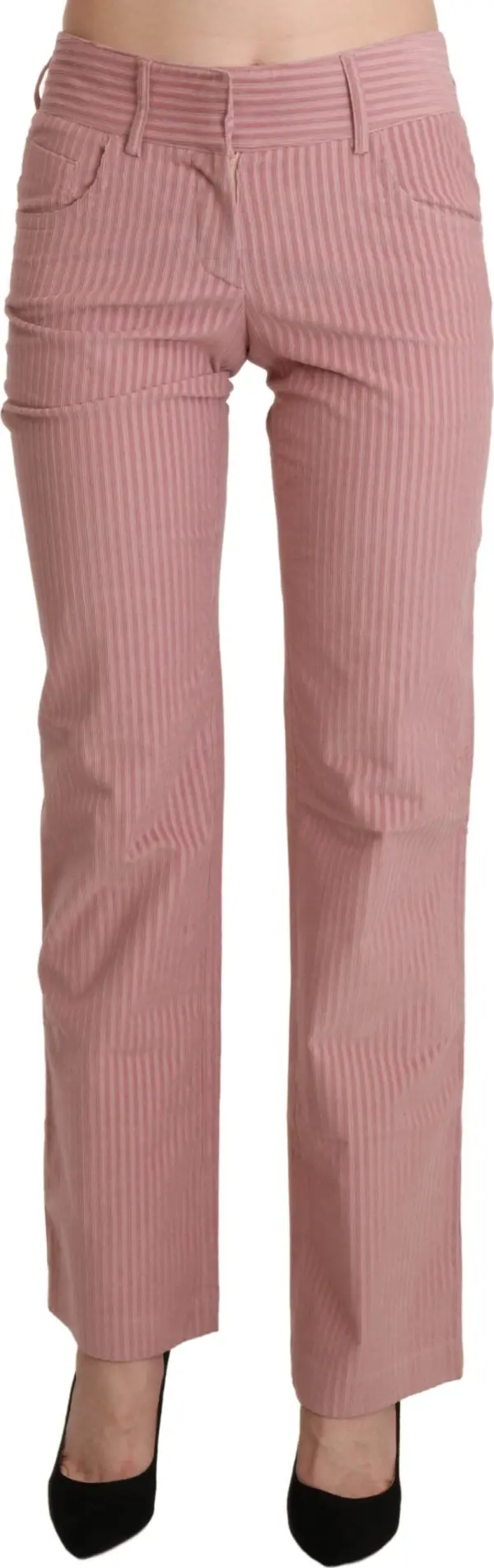 Pink Mid Waist Straight Trouser Cotton Pants