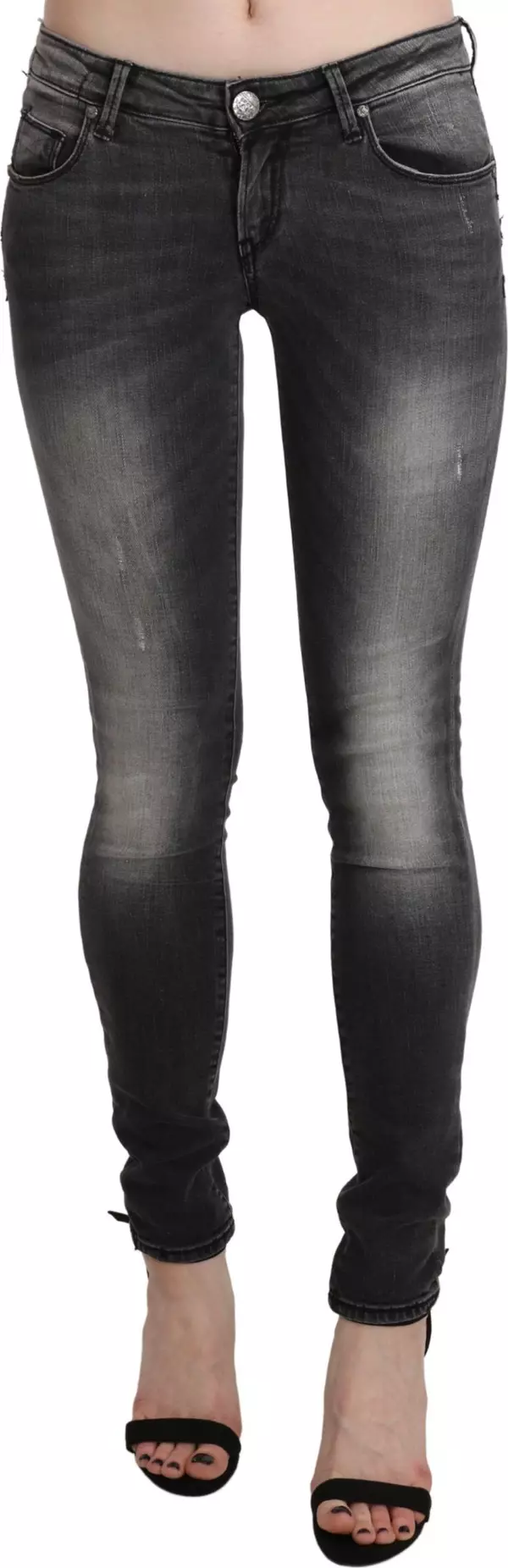 Black Gray Washed Skinny Trouser Cotton Jeans