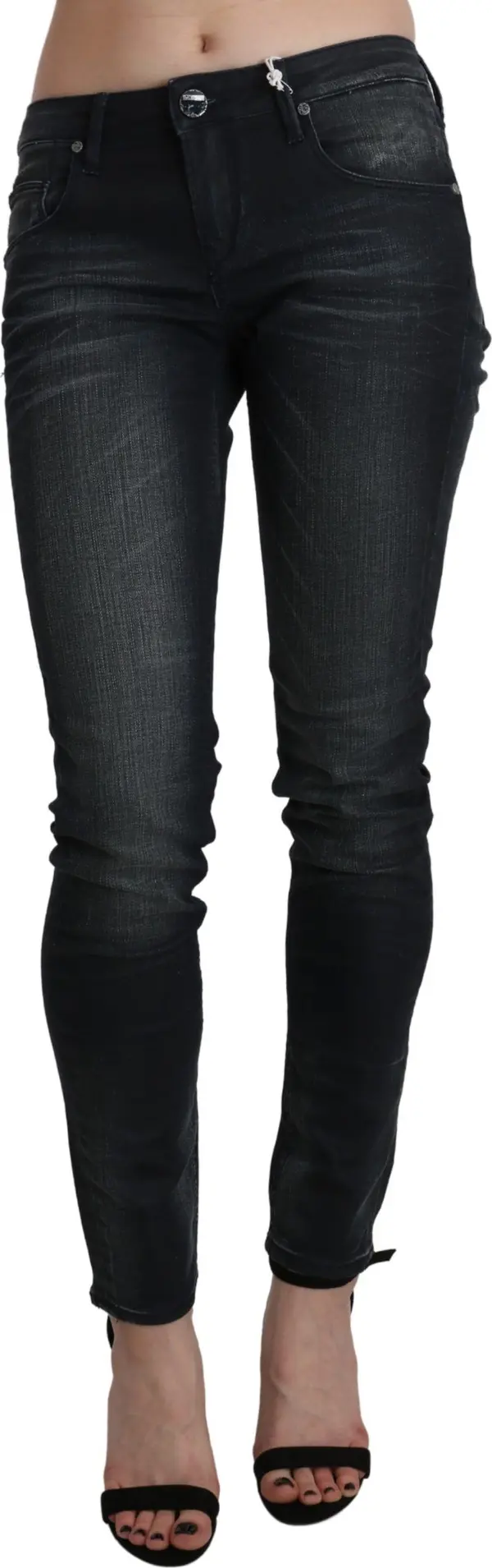 Black Washed Low Waist Skinny Denim Trouser