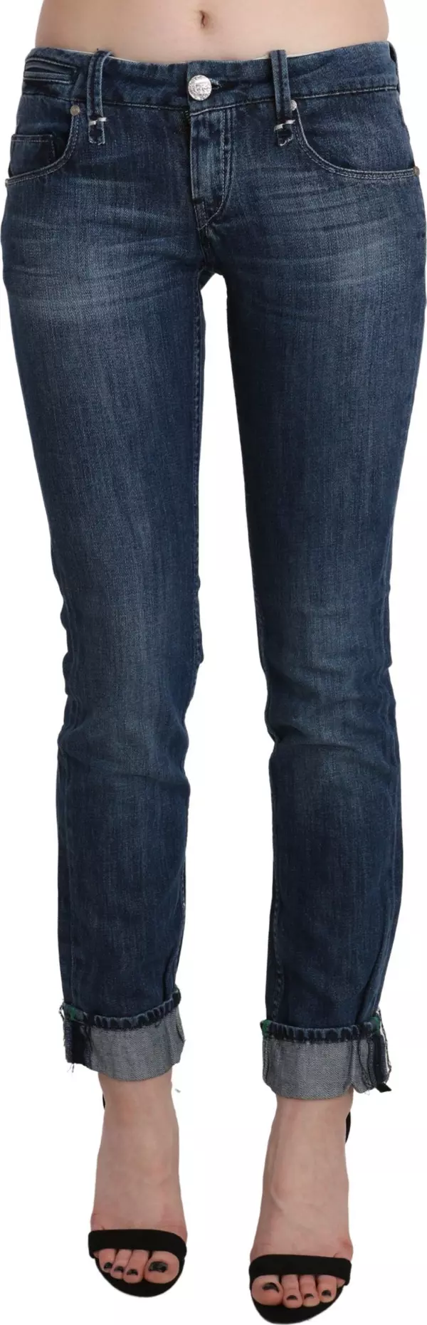 Blue Washed Low Waist Skinny Denim Trouser