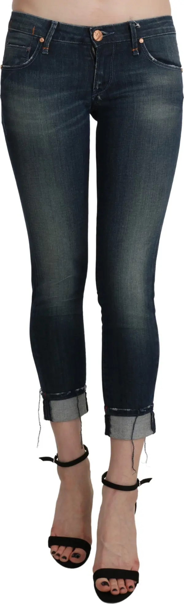 Blue Washed Low Waist Skinny Cropped Denim pant