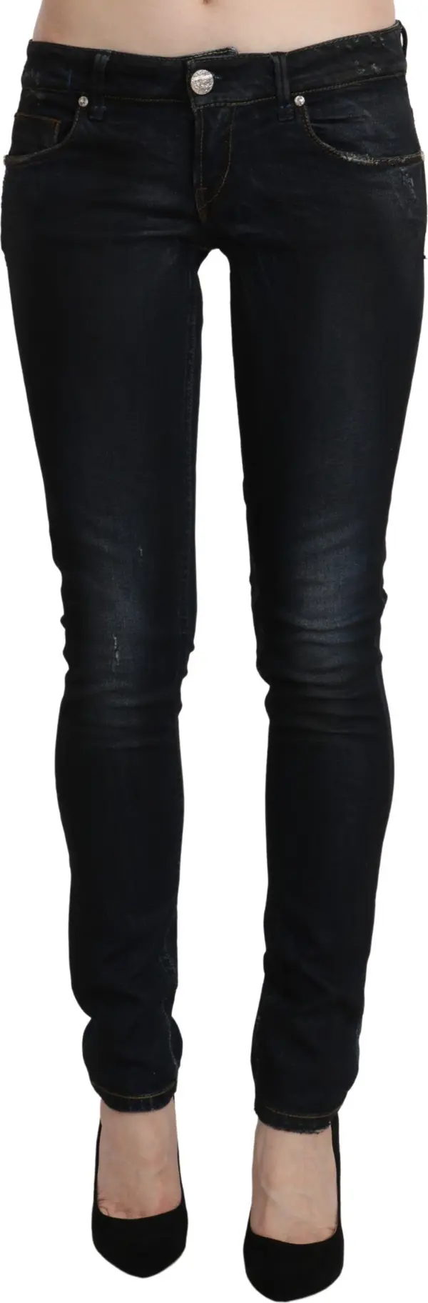 Blue Washed Low Waist Skinny Denim Slim Trouser