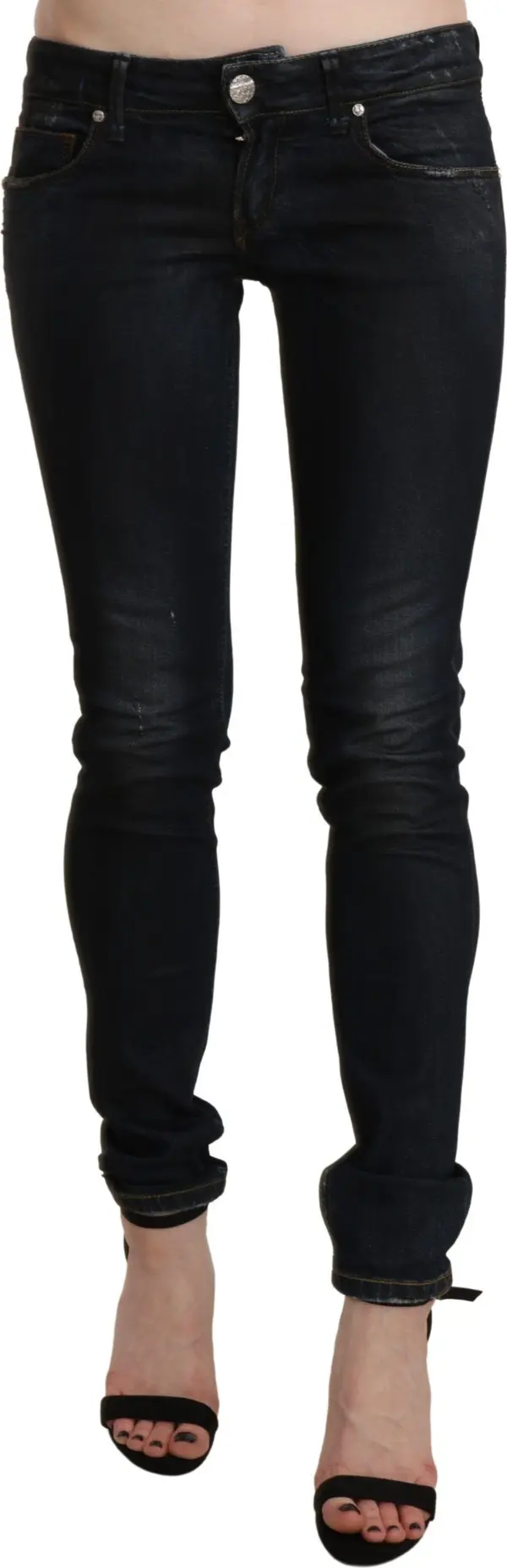 Black Washed Low Waist Skinny Denim Jeans