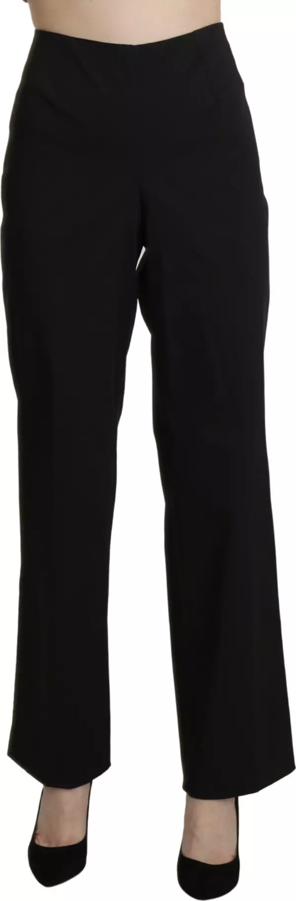 Black High Waist Straight Dress Trouser Pants