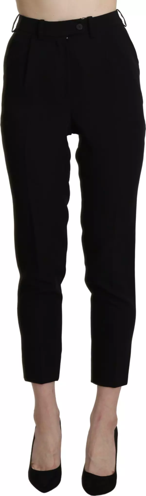 Black High Waist Skinny Cropped Dress Trouser Pant