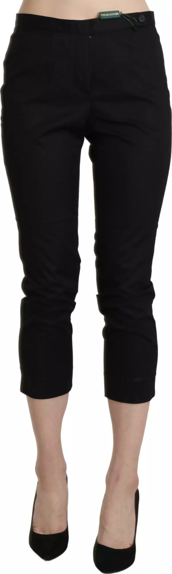 Black High Waist Skinny Cropped Dress Trouser Pants