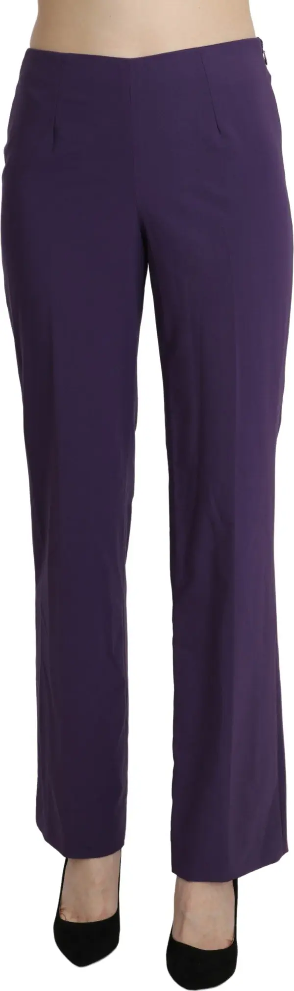 Purple High Waist Straight Dress Trouser Pants