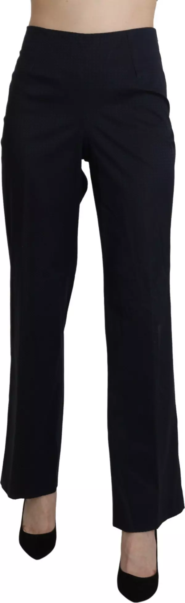 Navy Blue High Waist Straight Dress Trouser Pants