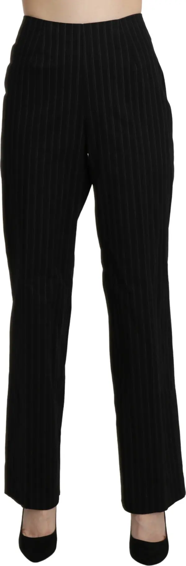 Black High Waist Straight Dress Trouser Pants