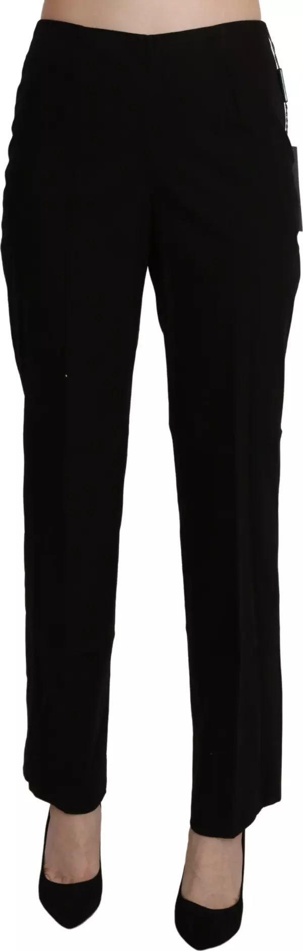 Black High Waist Straight Dress Trouser Pant