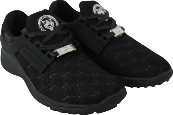 Black Polyester Runner Beth Sneakers Shoes
