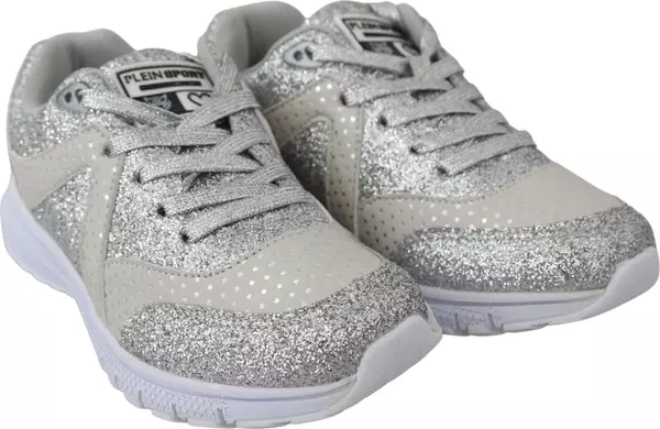 Silver Polyester Runner Jasmines Sneakers Shoes