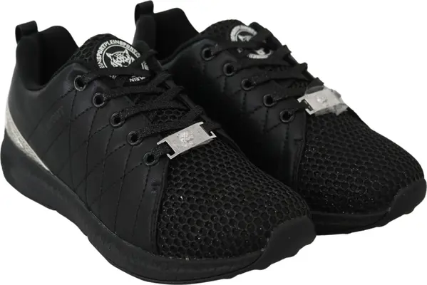 Black Polyester Runner Gisella Sneakers Shoes
