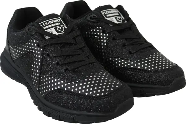 Black Polyester Runner Jasmines Sneakers Shoes