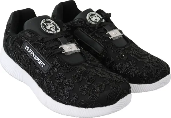 Black Polyester Runner Joice Sneakers Shoes
