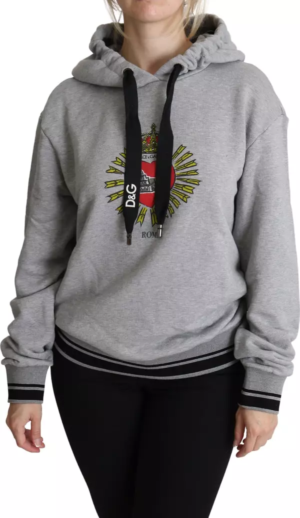 Gray Printed Hooded Exclusive Logo Sweater