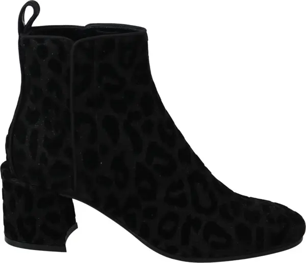 Black Leopard Short Boots Zipper Shoes