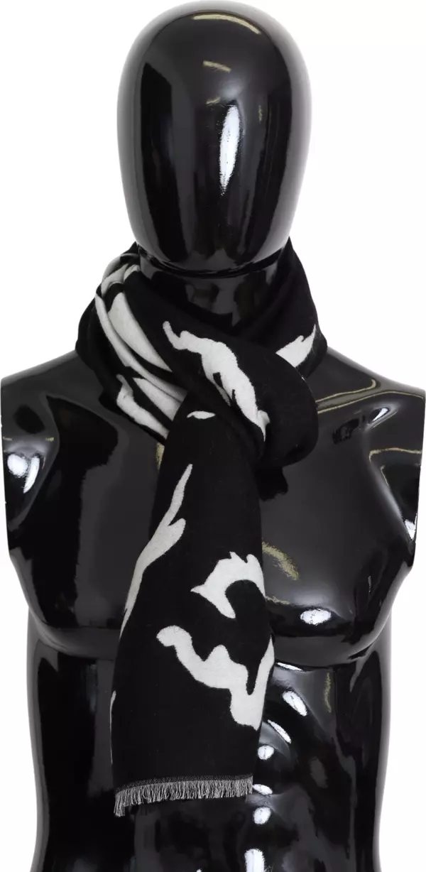 Black White Wool Unisex Winter Warm Scarf Wrap Shawl
