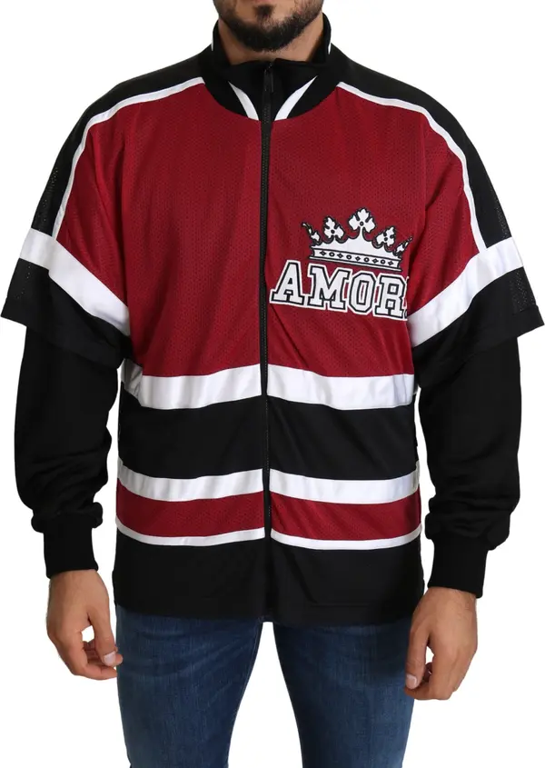 Red Black AMORE Sport Full Zipper Sweater