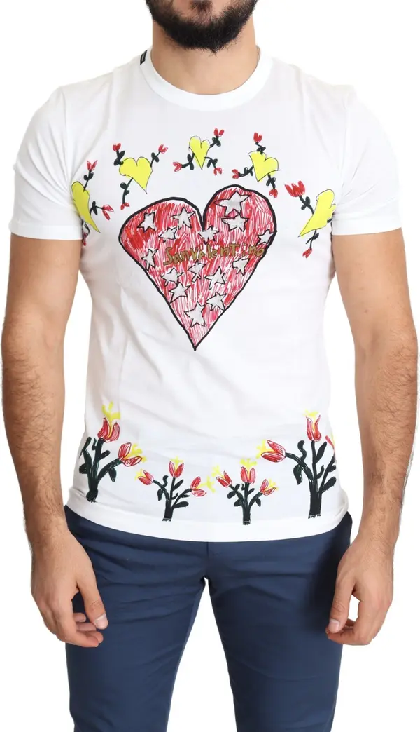 White Saint Valentine Print Cotton Men T-shirt
