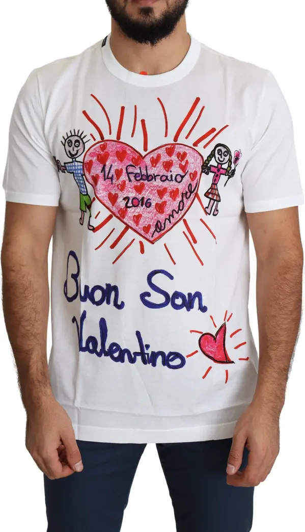 White Saint Valentine Hearts Print Men T-shirt