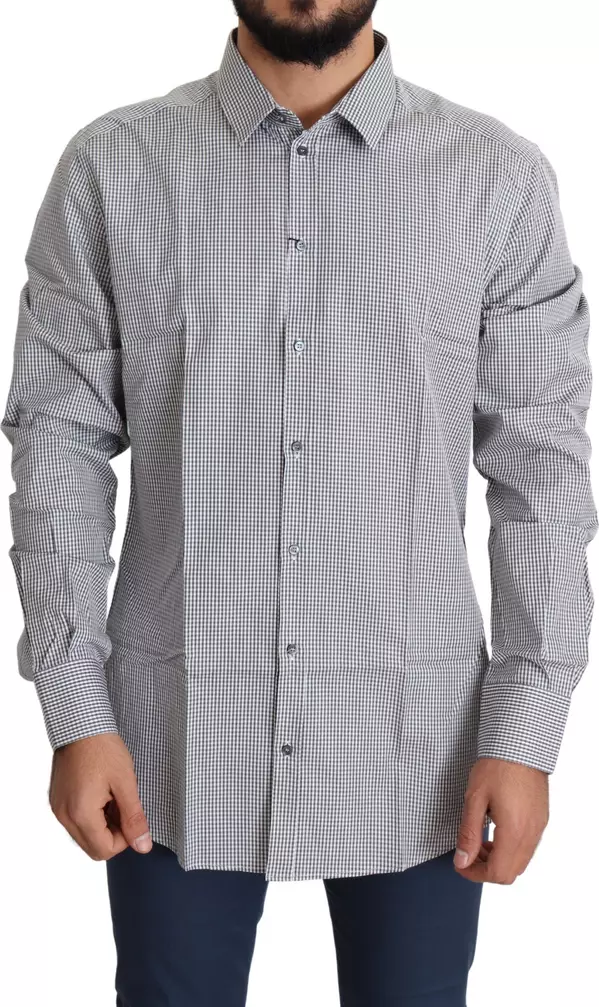 Black White Checkered GOLD Dress Cotton Shirt