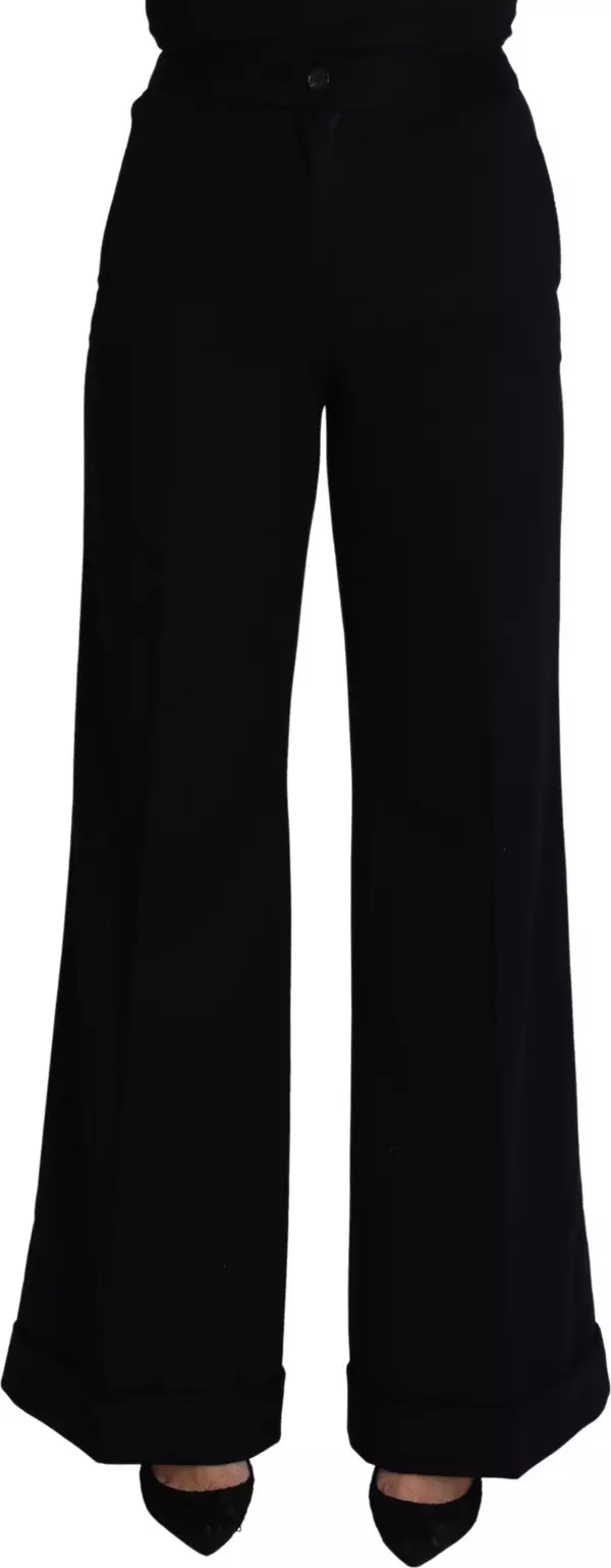 Black Cashmere Wide Leg Women Trouser Pants