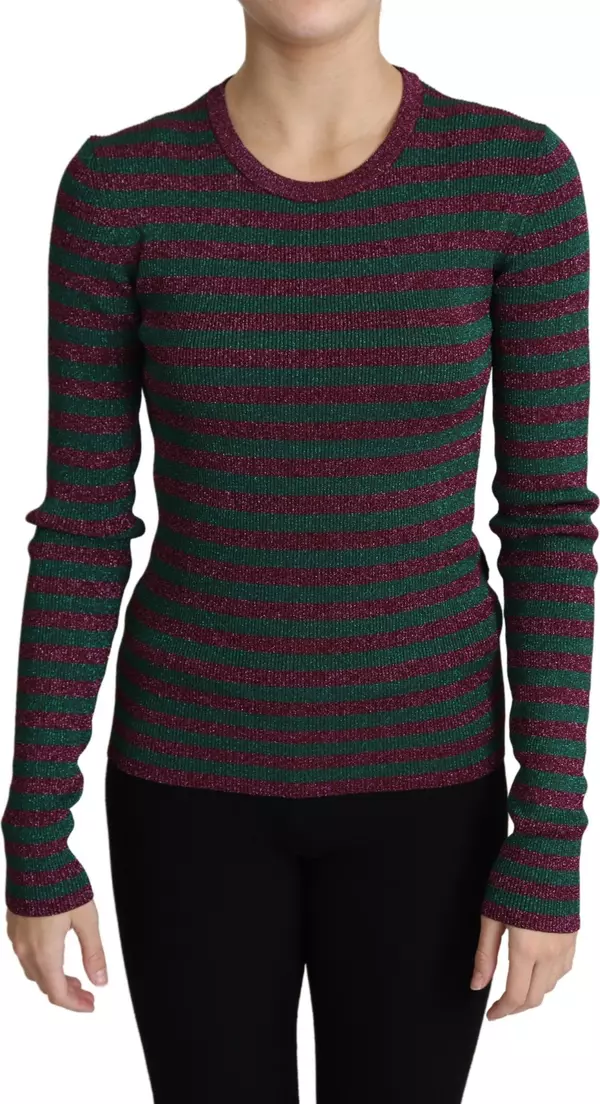 Multicolor Stripes Crew Neck Pullover Sweater