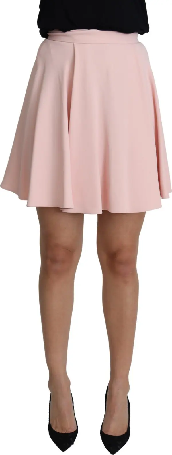 Pink Tuck Pleat Flare A-line Mini Rayon