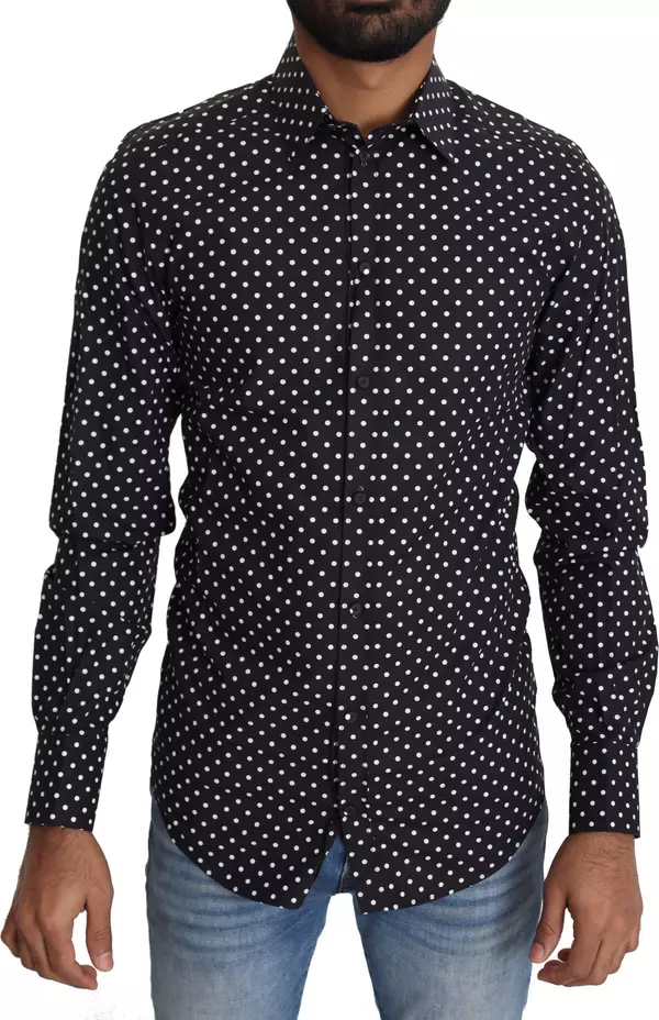 Black White Polka Dots Casual Shirt