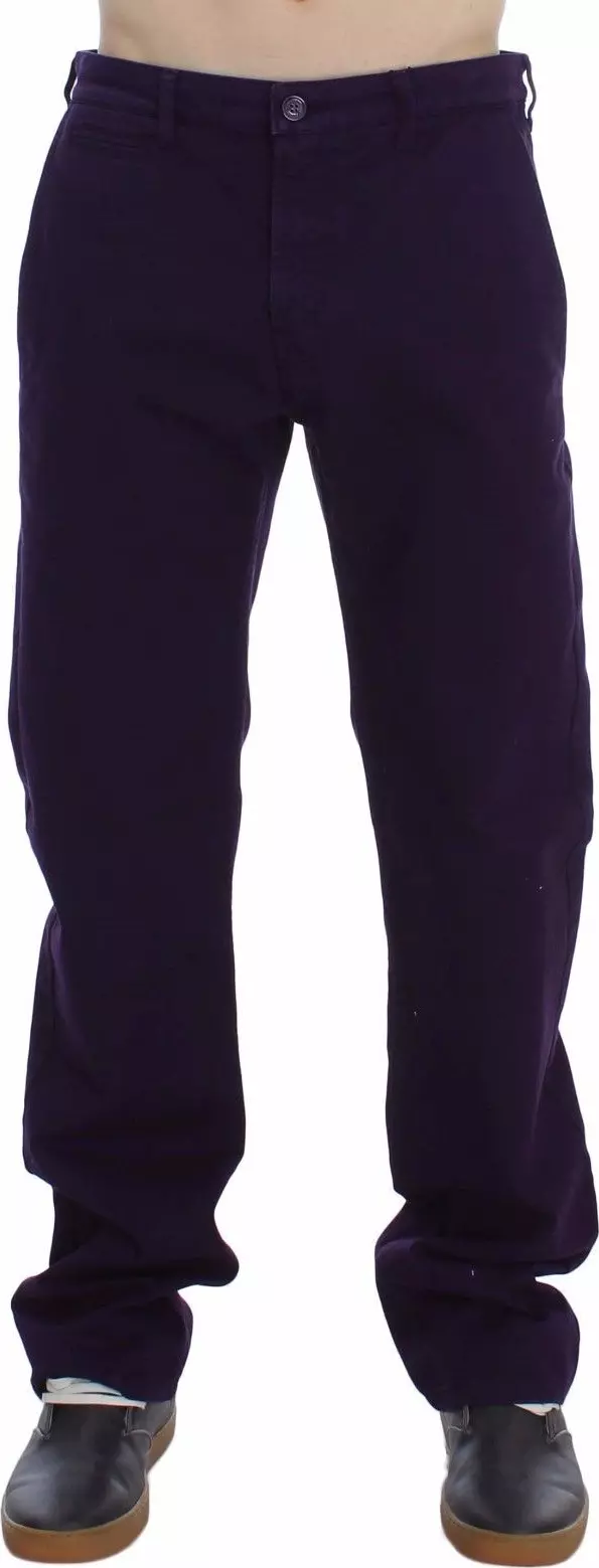 Purple Cotton Stretch Purple Fit Pants