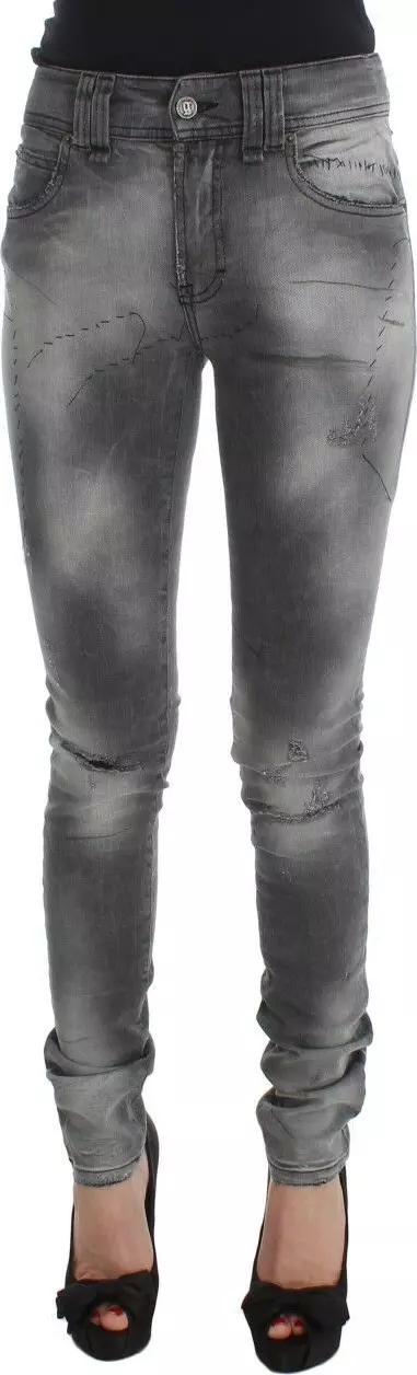 Gray Wash Cotton Blend Slim Fit Denim Jeans Pants
