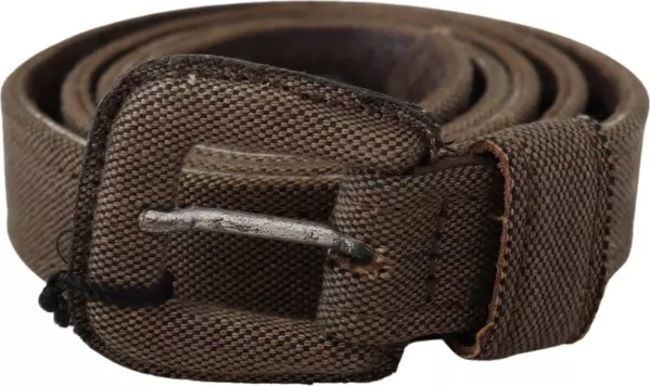 Brown Leather Logo Buckle Waist Belt